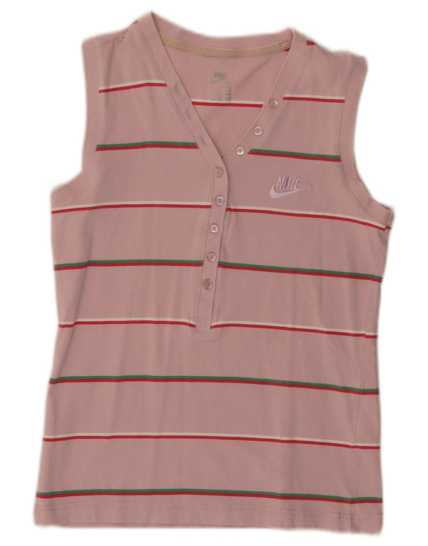 Nike Damevest Top UK 14/16 Stor Pink Stribet Bomuld