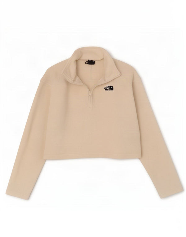 The North Face Womens Crop Oversized Fleece Jumper UK 10 Small Off White