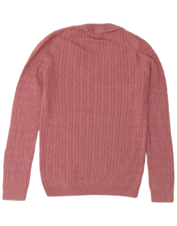 Crew Clothing Womens V-Neck Jumper Sweater UK 16 Large Pink Cotton