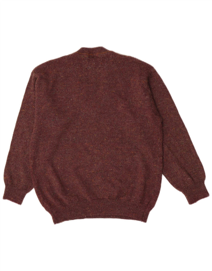 Vintage Herre V-hals sweater Medium Burgundy Argyle/Diamond
