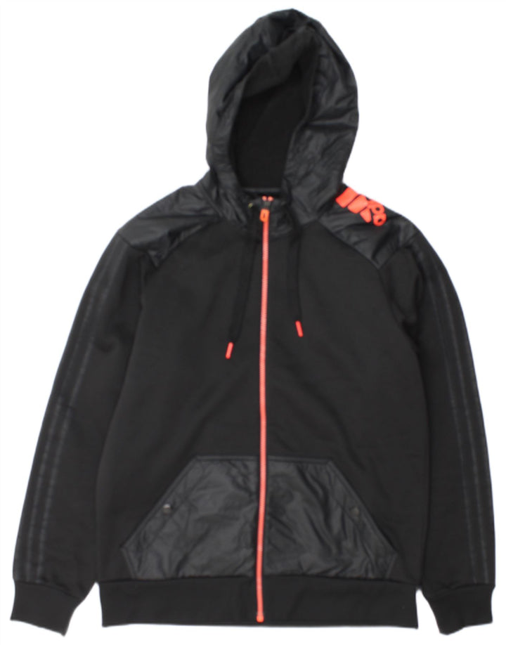 Adidas Herre Climawarm grafisk hættetrøje med lynlås mellem sort polyester