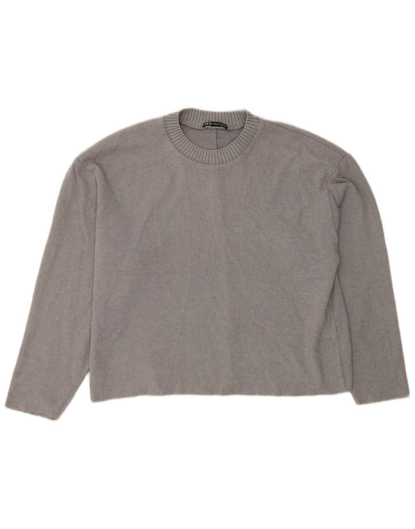 Zara Dame Loose Fit Bluse Top UK 14 Medium Grå