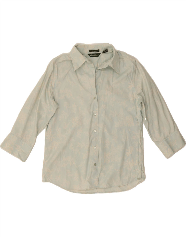 EDDIE BAUER Womens Wrinkle Resistant Shirt UK 14 Medium Blue Floral Vintage Eddie Bauer and Second-Hand Eddie Bauer from Messina Hembry 