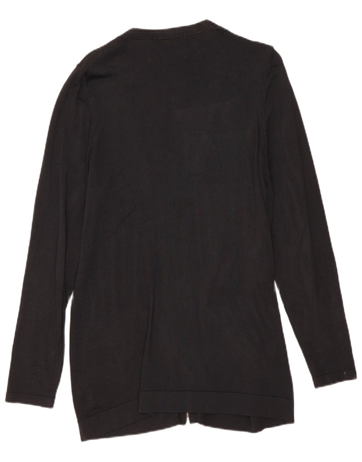Marks & Spencer Dame Cardigan Sweater med fuld lynlås UK 12 Medium Black Viscose