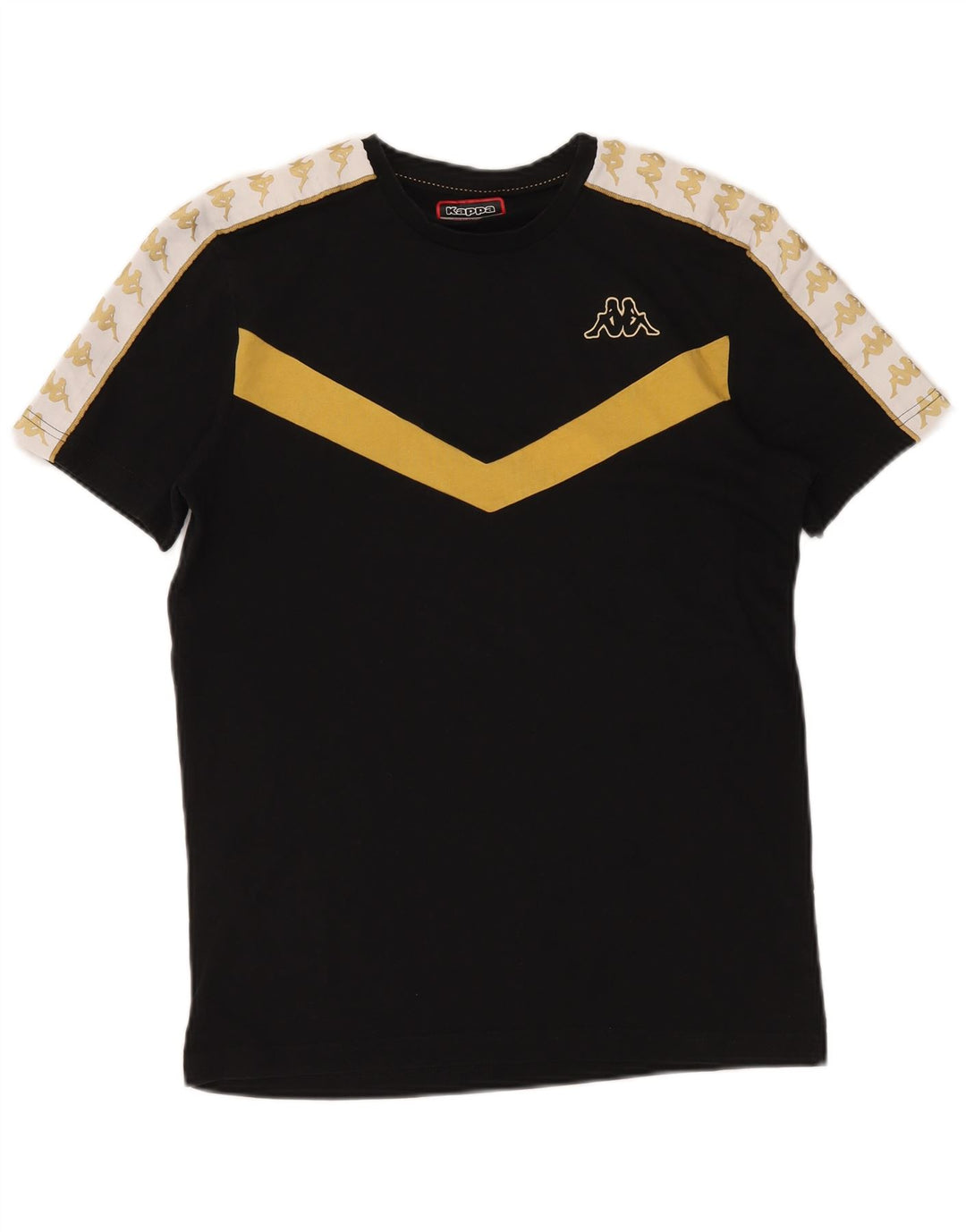 KAPPA Herre grafisk T-shirt Top Medium Sort Colourblock Bomuld