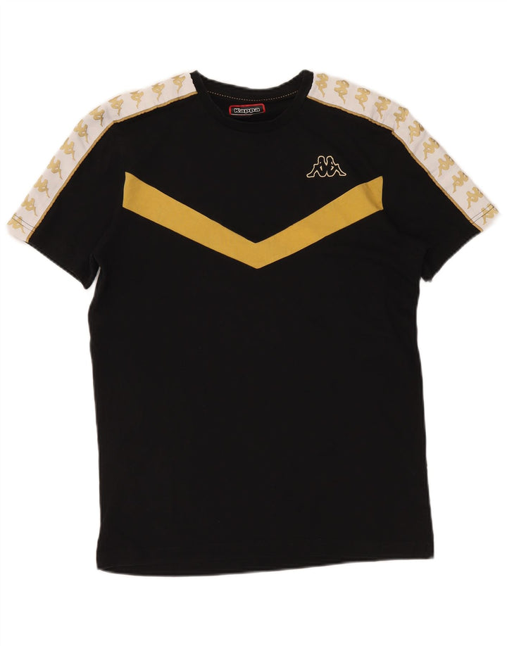 KAPPA Herre grafisk T-shirt Top Medium Sort Colourblock Bomuld