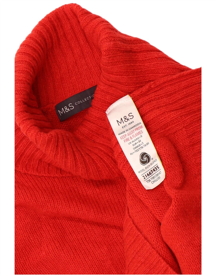 Marks & Spencer Dame Jumper Sweater med rullehals UK 6 XS Rød Uld