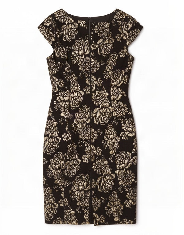 Hobbs Womens Sheath Dress UK 12 Medium Black Floral Acrylic