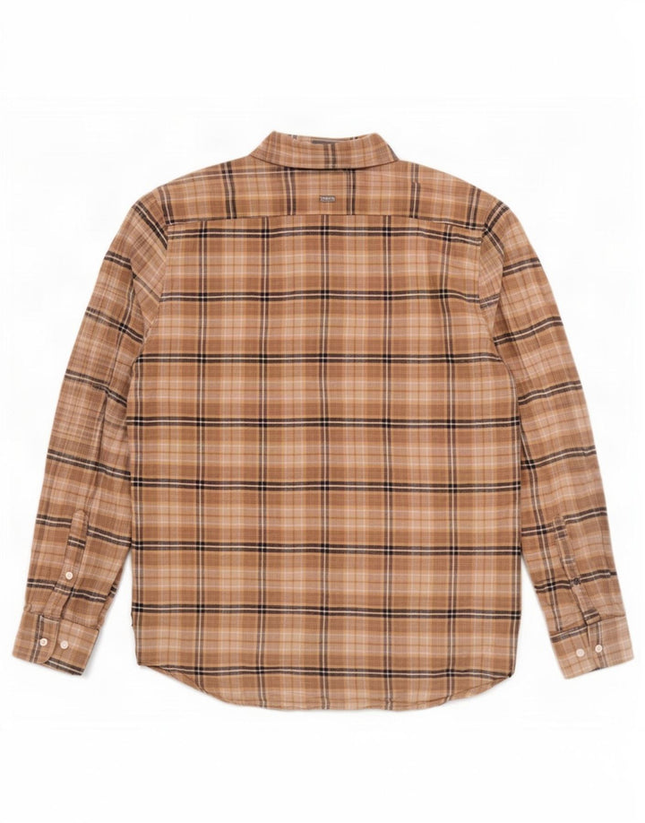 Tommy Hilfiger Herre Regular Fit Flanellskjorte Stor brun ternet bomuld