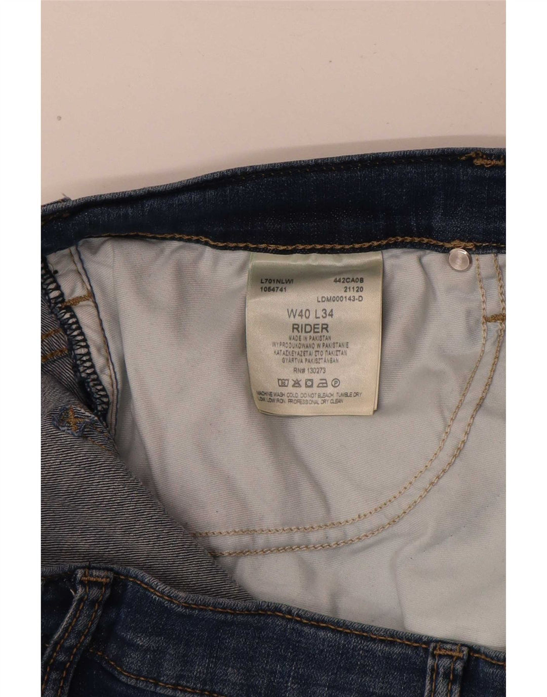 Lee Herre Rider Slim Jeans W40 L31 Blå Bomuld