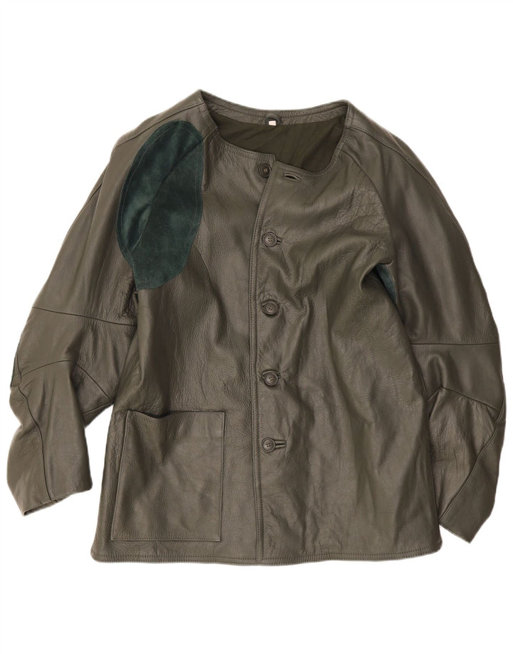Vintage herre ridelæderjakke UK 38 Medium Green Colourblock
