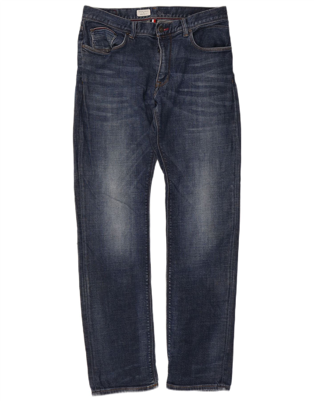 TOMMY HILFIGER Herre Mercer Regular Fit Straight Jeans W34 L33 Blå Bomuld