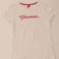 PUMA Womens Graphic T-Shirt Top UK 12 Medium  White Vintage Puma and Second-Hand Puma from Messina Hembry 