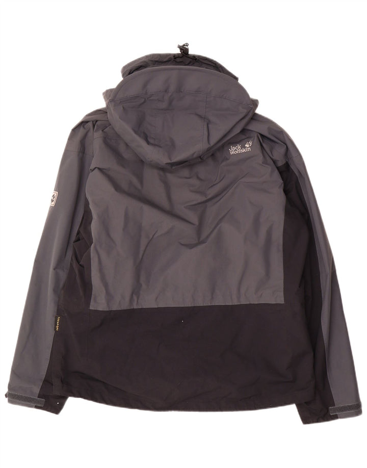 Jack Wolfskin Regnjakke med hætte til mænd UK 36/38 Medium Grey Colourblock