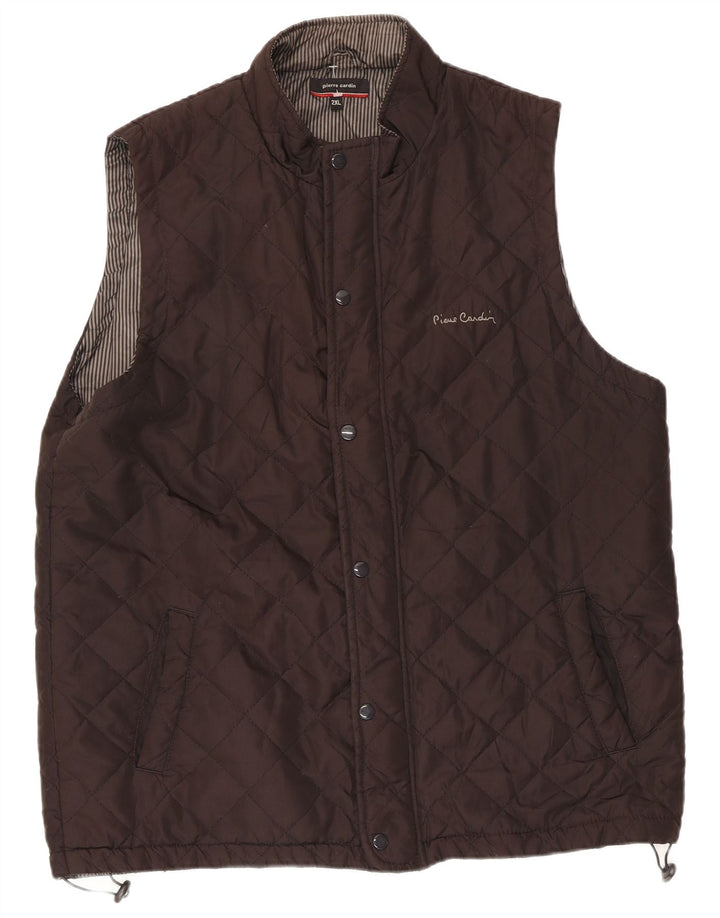 Pierre Cardin Herre Quiltet Gilet UK 44 2XL Brun Polyester