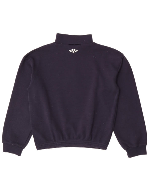 Umbro Herre Crop Zip Neck Sweatshirt Jumper Small Navy Blue