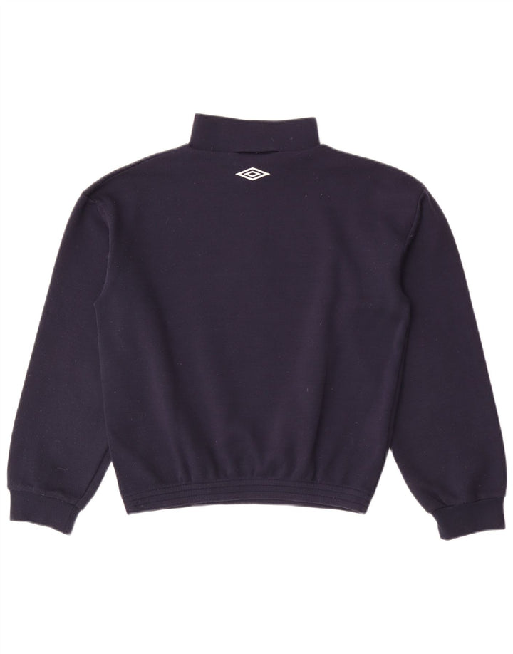 Umbro Herre Crop Zip Neck Sweatshirt Jumper Small Navy Blue