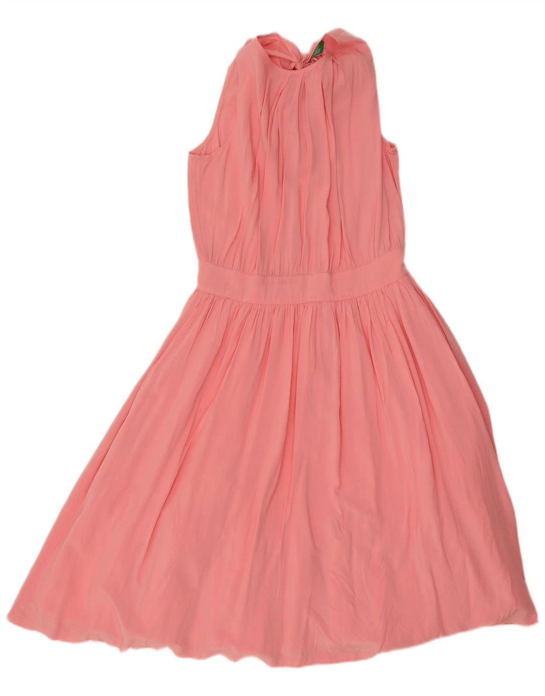 Benetton Dame Halter Dress UK 10 Small Pink Viscose