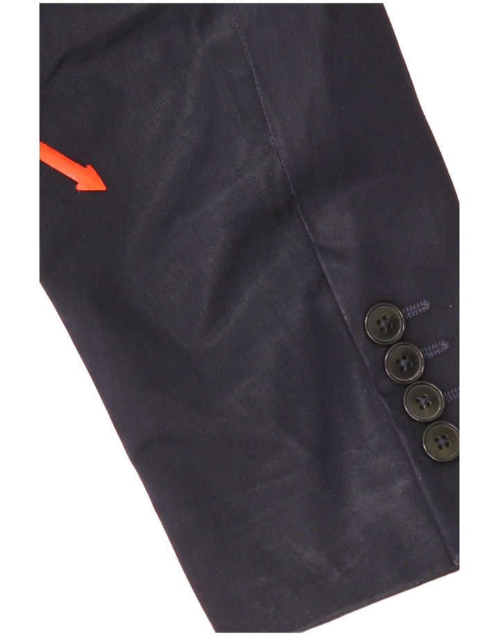 Zara Herre 2-knaps blazerjakke EU 52 Stor marineblå viskose