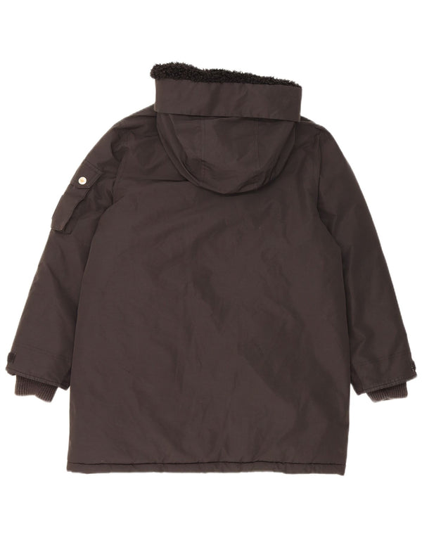Diesel Dame Hooded Parka Jacket UK 10 Small Black Polyester
