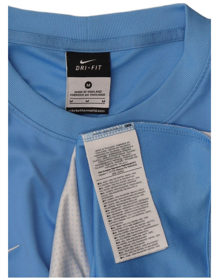 Nike Herre Dri Fit T-shirt Top Medium Blue Colourblock Polyester