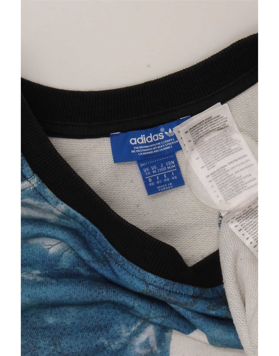 Adidas Graphic Sweatshirt Jumper UK 14 Large Blue Tie Dye Polyester
