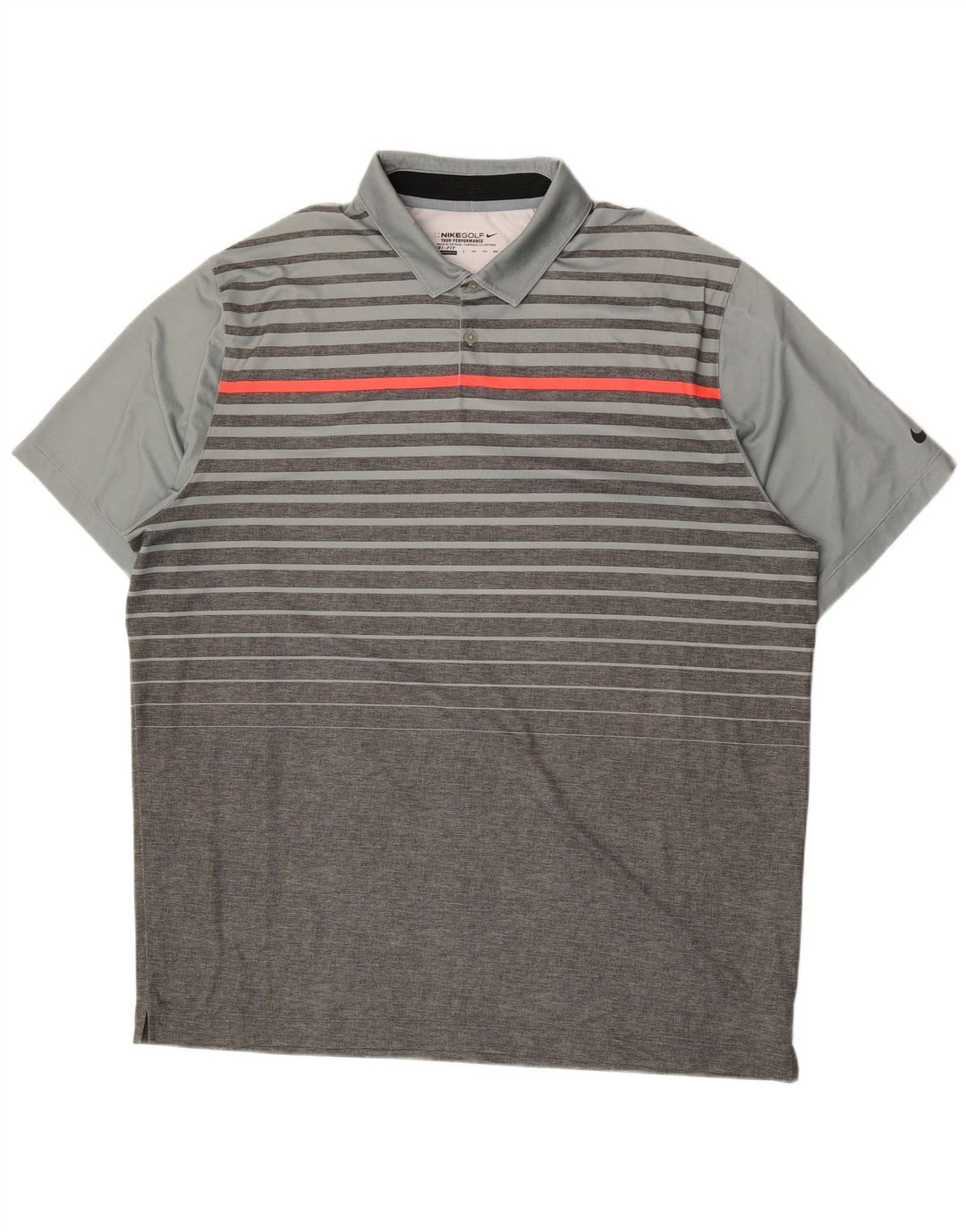 Nike herre Dri Fit polo shirt 2XL grå stribet polyester