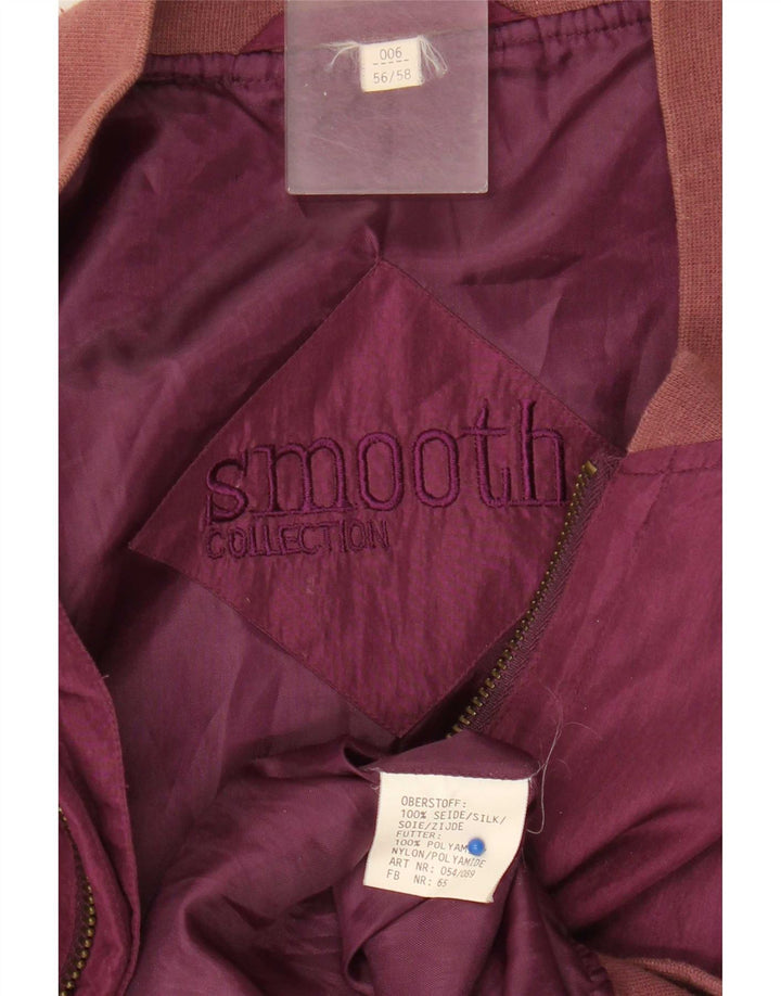 Smooth Mens Bomber Jacket IT 56 3XL Red Colourblock Silk