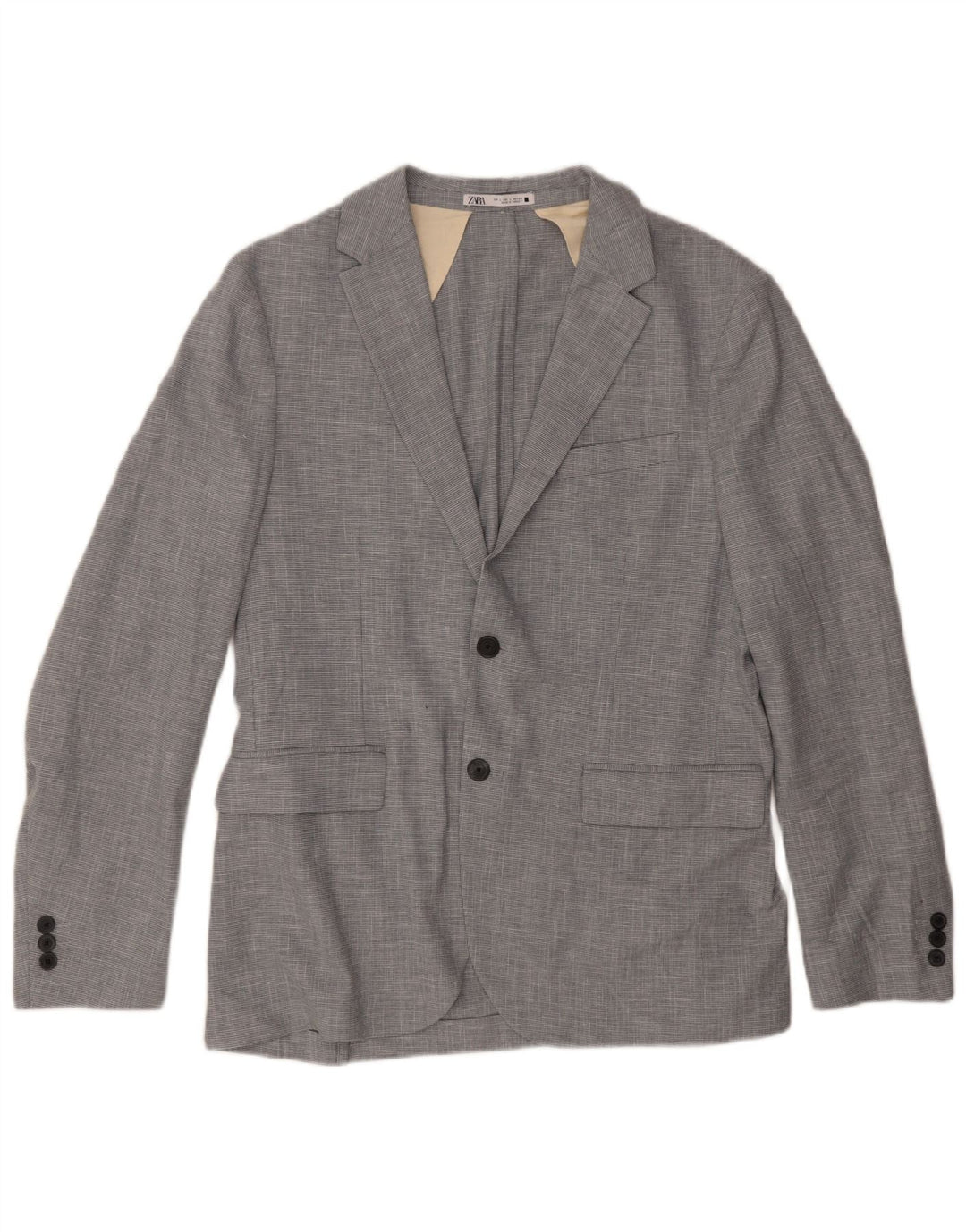 Zara Herre 2-knaps blazerjakke UK 40 Large Grå Houndstooth Polyester