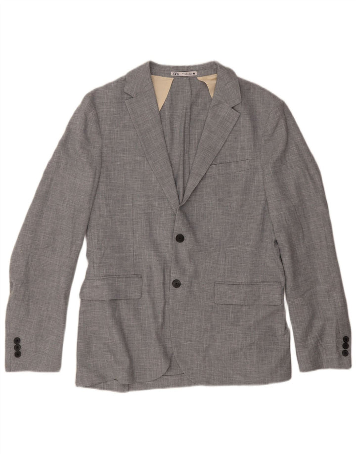 Zara Herre 2-knaps blazerjakke UK 40 Large Grå Houndstooth Polyester