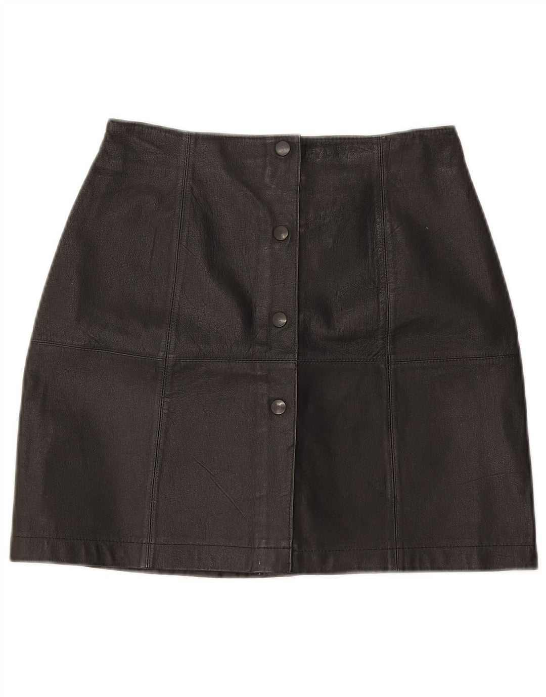 Vintage dame mini læder nederdel W25 XS sort læder