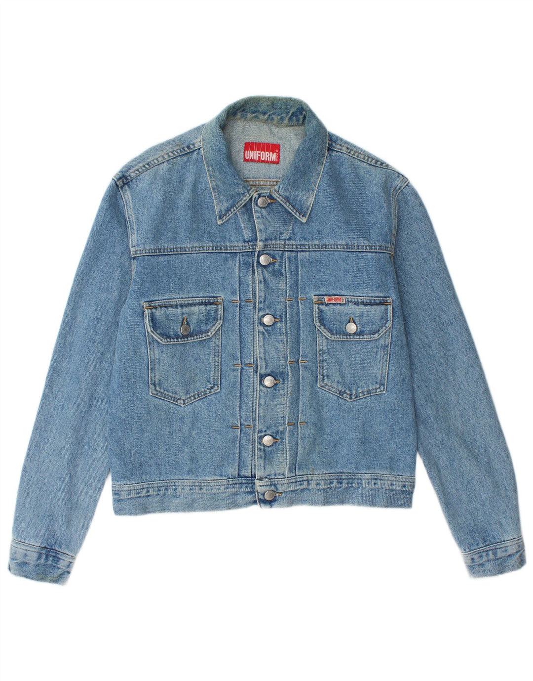 UNIFORM Womens Denim Jacket UK 14 Medium Blue Cotton
