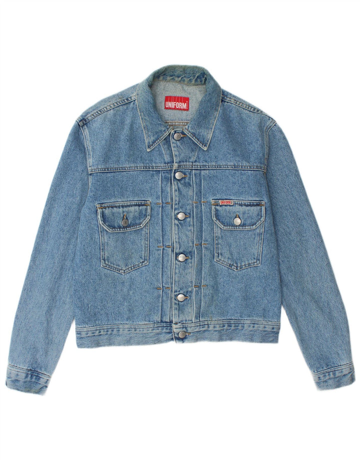 UNIFORM Womens Denim Jacket UK 14 Medium Blue Cotton
