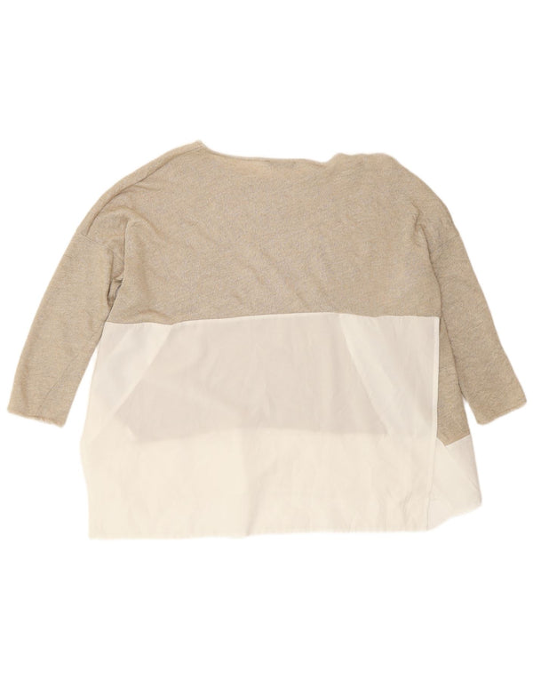Zara Dame Oversized Bluse Top UK 10 Small Gold Colourblock