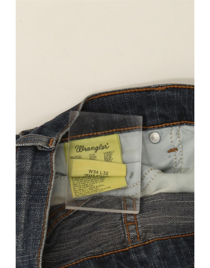 WRANGLER Herre Texas Stretch Straight Jeans W34 L32 Blå Bomuld