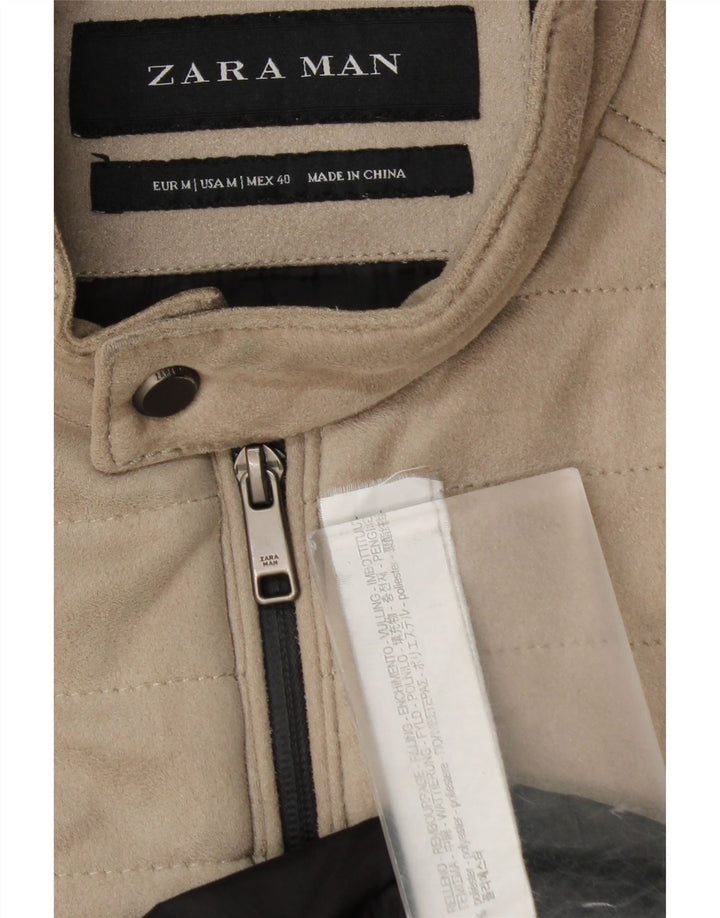 Zara Bomber Jacket UK 38 Medium Beige Polyester