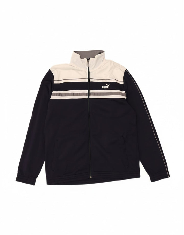 PUMA Mens Tracksuit Top Jacket Large Navy Blue Colourblock Polyester