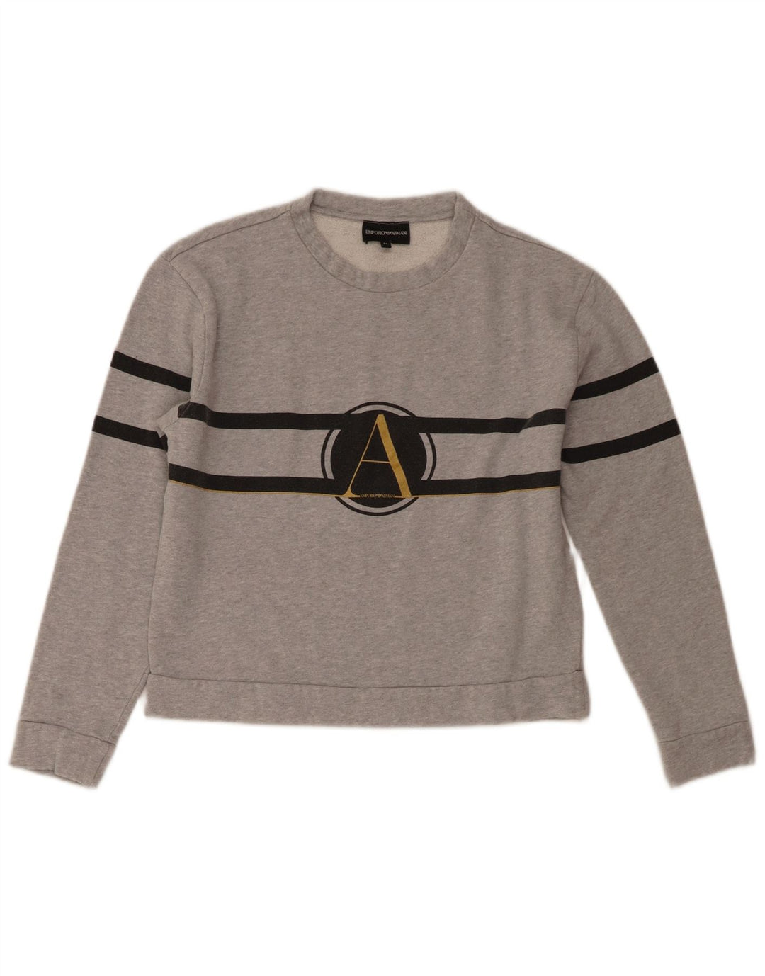 Emporio Armani Dame Crop Sweatshirt Jumper IT 44 Medium Grey Flecked