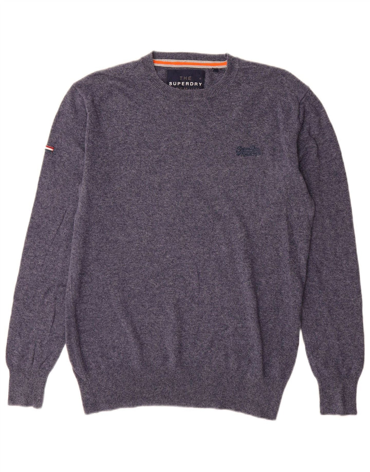 Superdry sweater med rund hals til mænd mellem marineblå bomuld