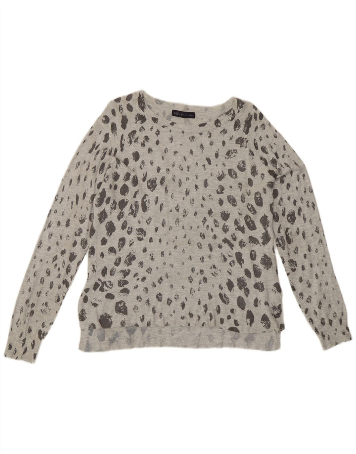 Marks & Spencer Dame Boat Neck Jumper Sweater UK 12 Medium Grey