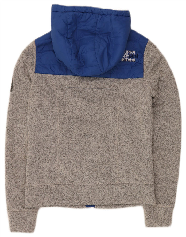 SUPERDRY Bomberjakke med hætte til kvinder UK 10 Small Grey Colourblock