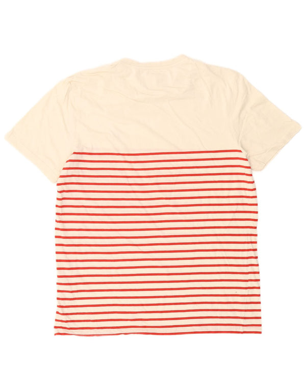 Lyle & Scott Herre T-shirt Top Stor hvid stribet bomuld