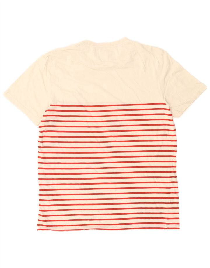 Lyle & Scott Herre T-shirt Top Stor hvid stribet bomuld