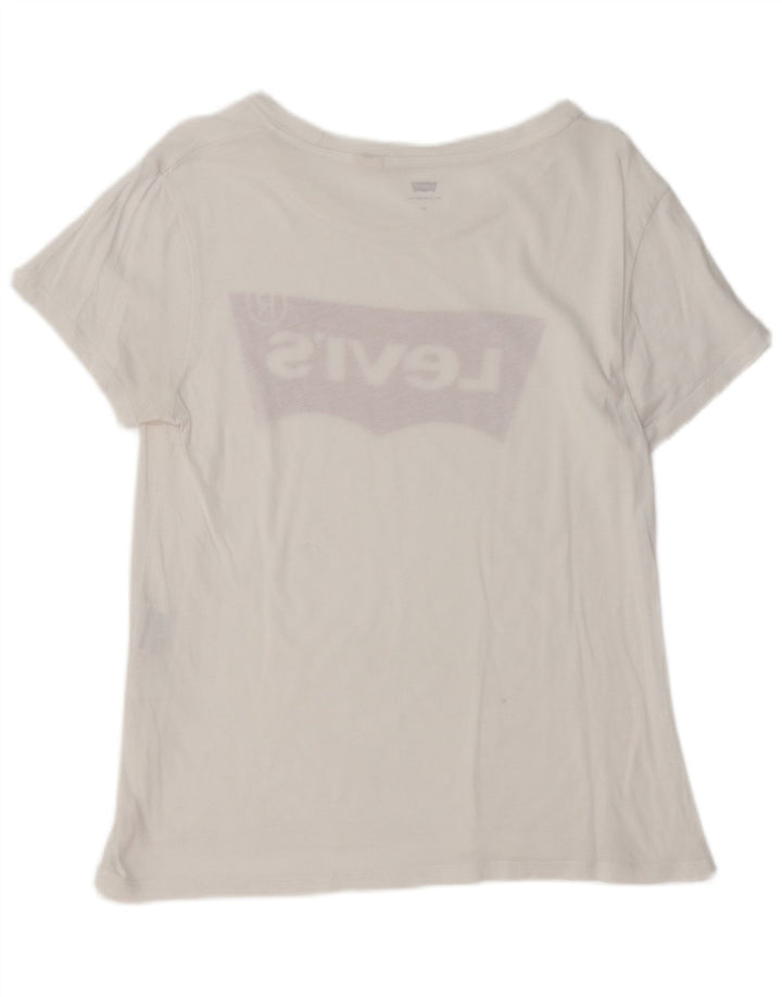 LEVI'S Dame Grafisk T-Shirt Top UK 12 Medium White