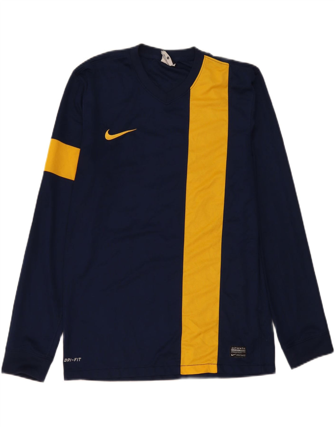 NIKE Herre Dri Fit Grafisk Top Langærmet Medium Navy Blue Colourblock