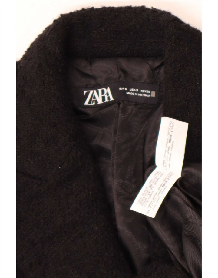 Zara Dame Longline Double Breasted Blazer Jacket UK 10 Small Black
