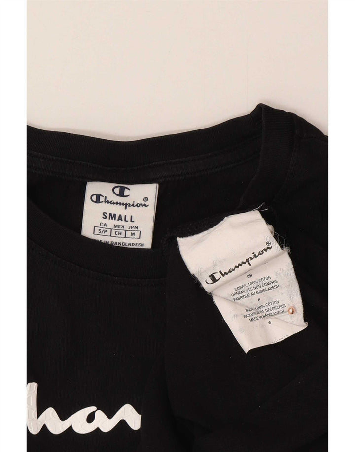 Champion Dame Grafisk T-Shirt Top Lille Sort Bomuld