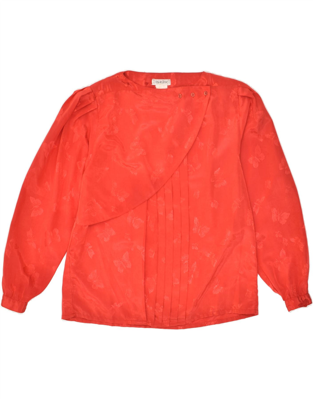 VINTAGE Womens Long Sleeve Blouse Top UK 14 Large Red Polyester | Vintage Vintage | Thrift | Second-Hand Vintage | Used Clothing | Messina Hembry 