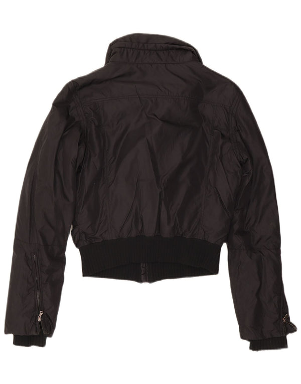 Calvin Klein Jeans Dame Crop Bomber Jacket UK 10 Small Black Polyester