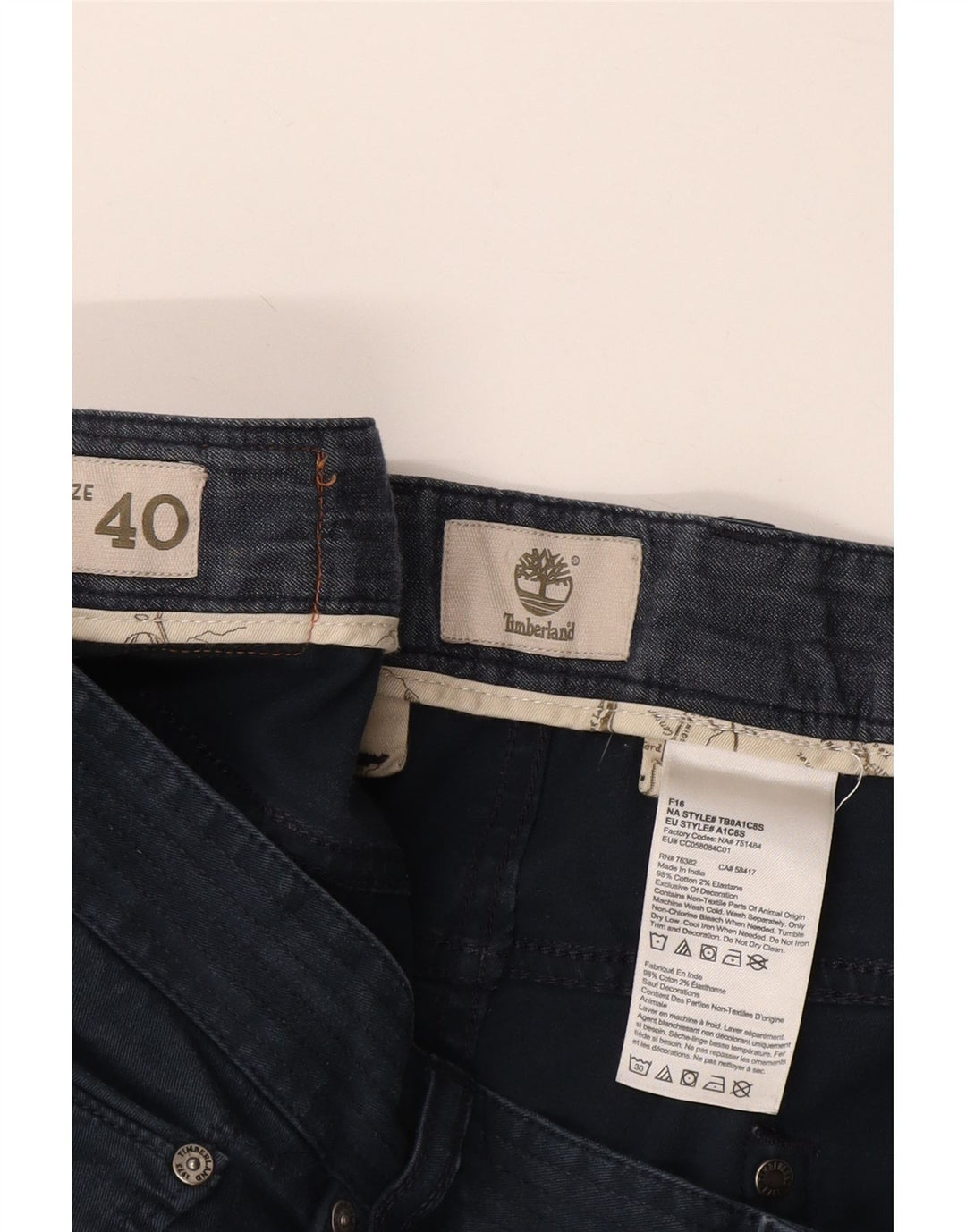 Timberland Slim Jeans til mænd W40 L34 marineblå bomuld